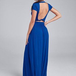 Venus Twist Back Maxi Dress - Small - Blue